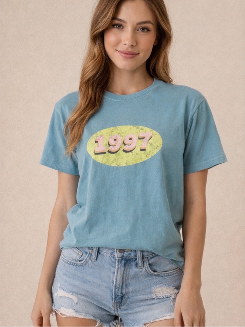 Kendall + Kylie 1997 Graphic Tee Aqua Blue Size L